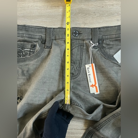Rock Revival Armory Biker Faded Gray Distressed
Embellished Jeans - Picture 12 of 17